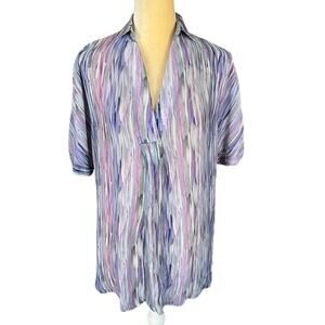 APNY Abstract Short Sleeve Boxy Top Purple Artsy Size XS